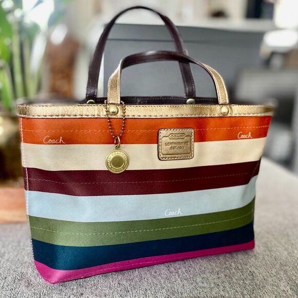 Coach Legacy Striped Mini-Tote Satchel Bag - Picture 1 of 12